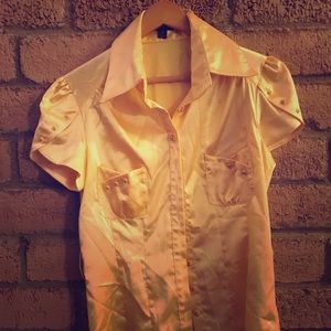 Light Yellow Button Down Blouse Size M